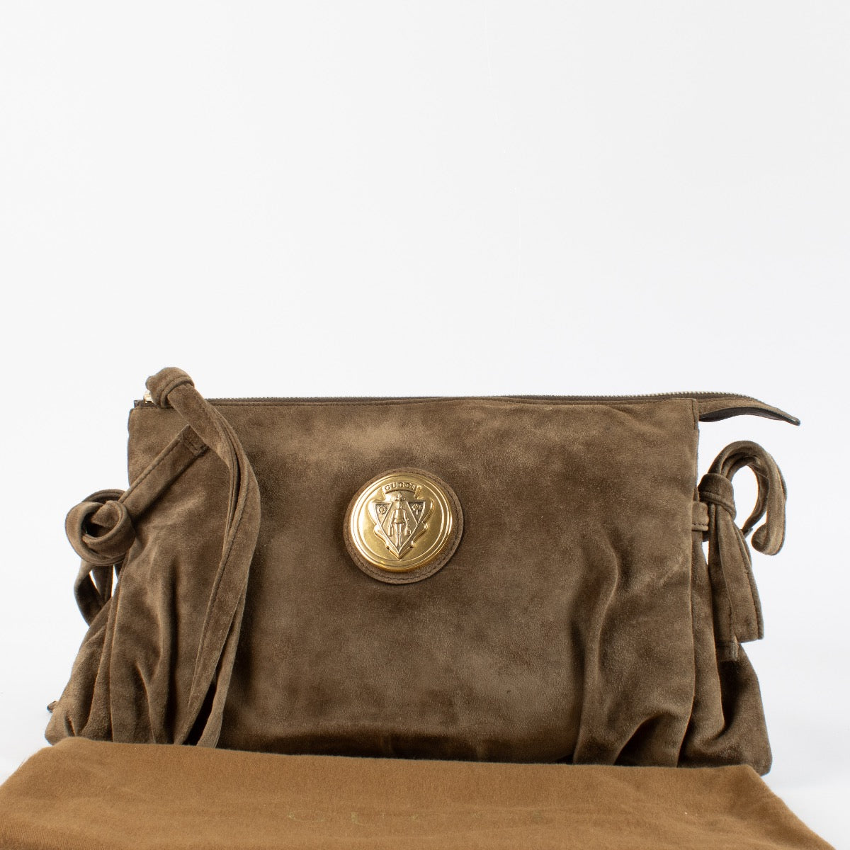 authentic preloved Gucci Brown Suede Hysteria Clutch on Labellov.com