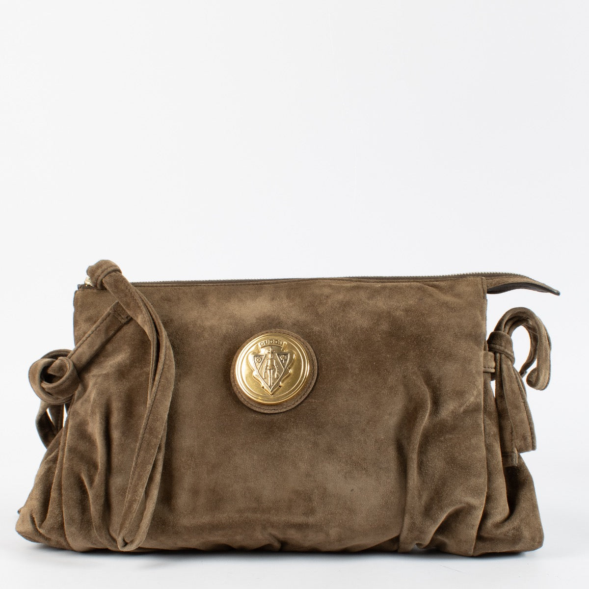 authentic preloved Gucci Brown Suede Hysteria Clutch on Labellov.com