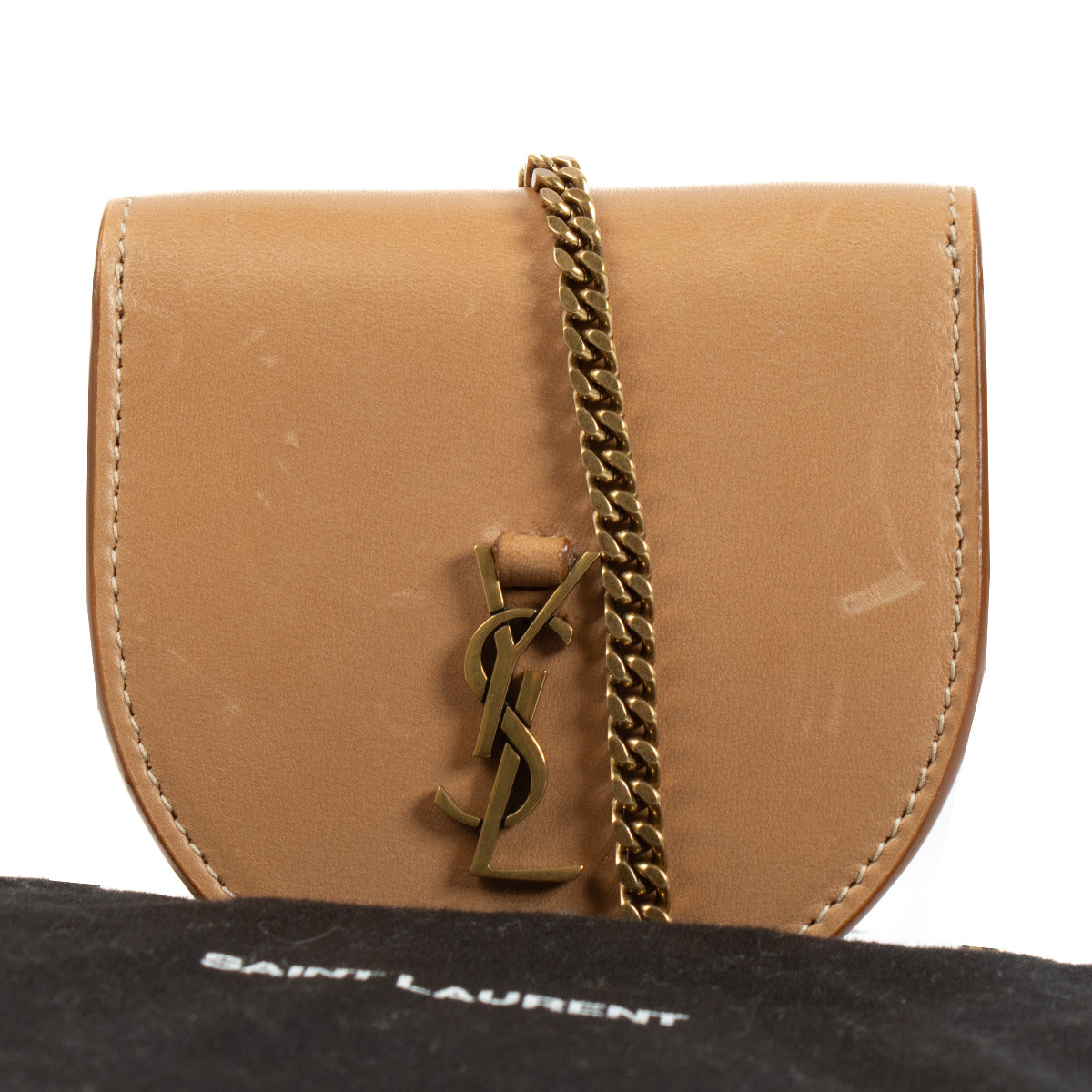 Saint Laurent Beige Baby Kaia Chain Coin Purse Wallet