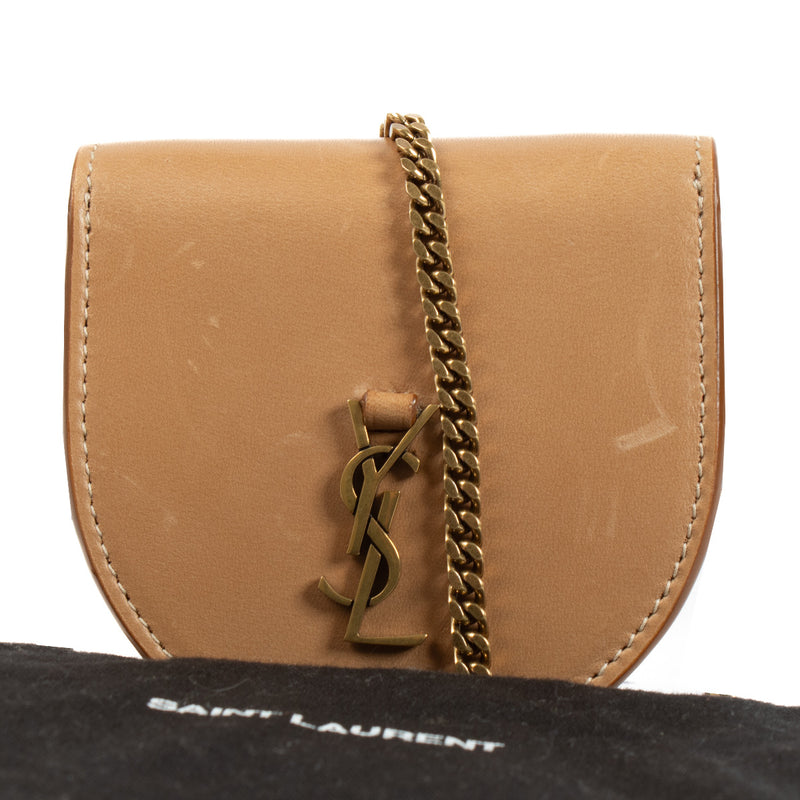 Saint Laurent Beige Baby Kaia Chain Coin Purse Wallet