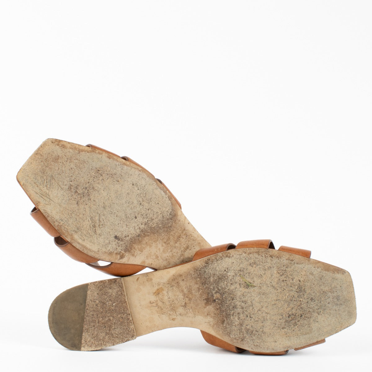 Sandales mules Saint Laurent Tribute couleur chameau - Taille 37