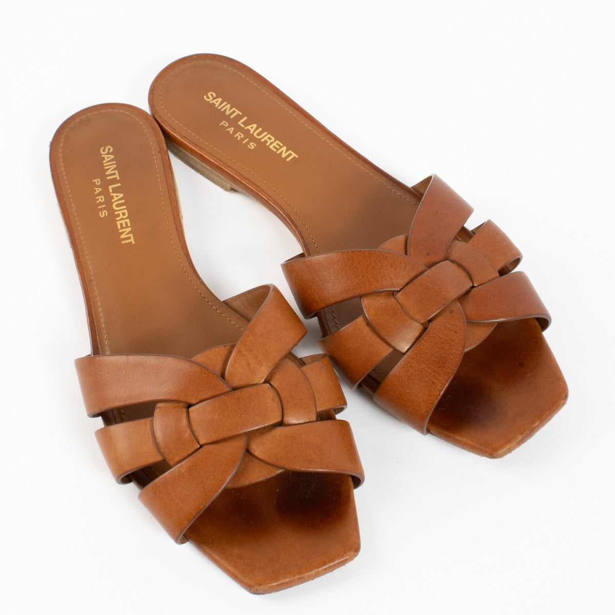 Sandales mules Saint Laurent Tribute couleur chameau - Taille 37
