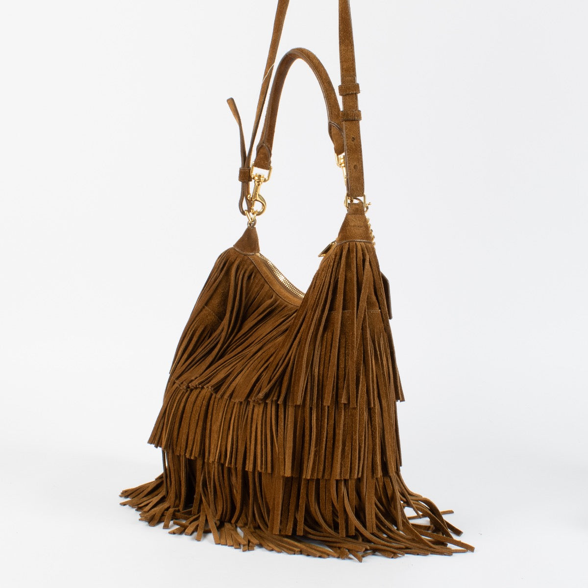 authentic preloved Saint Laurent Brown Emmanuelle Fringe Bag on Labellov.com