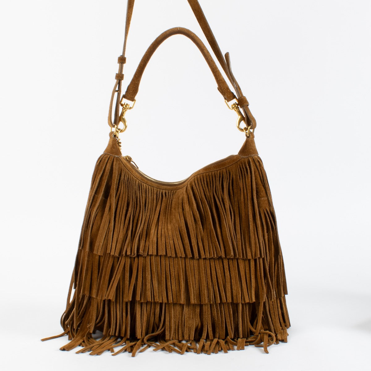 authentic preloved Saint Laurent Brown Emmanuelle Fringe Bag on Labellov.com