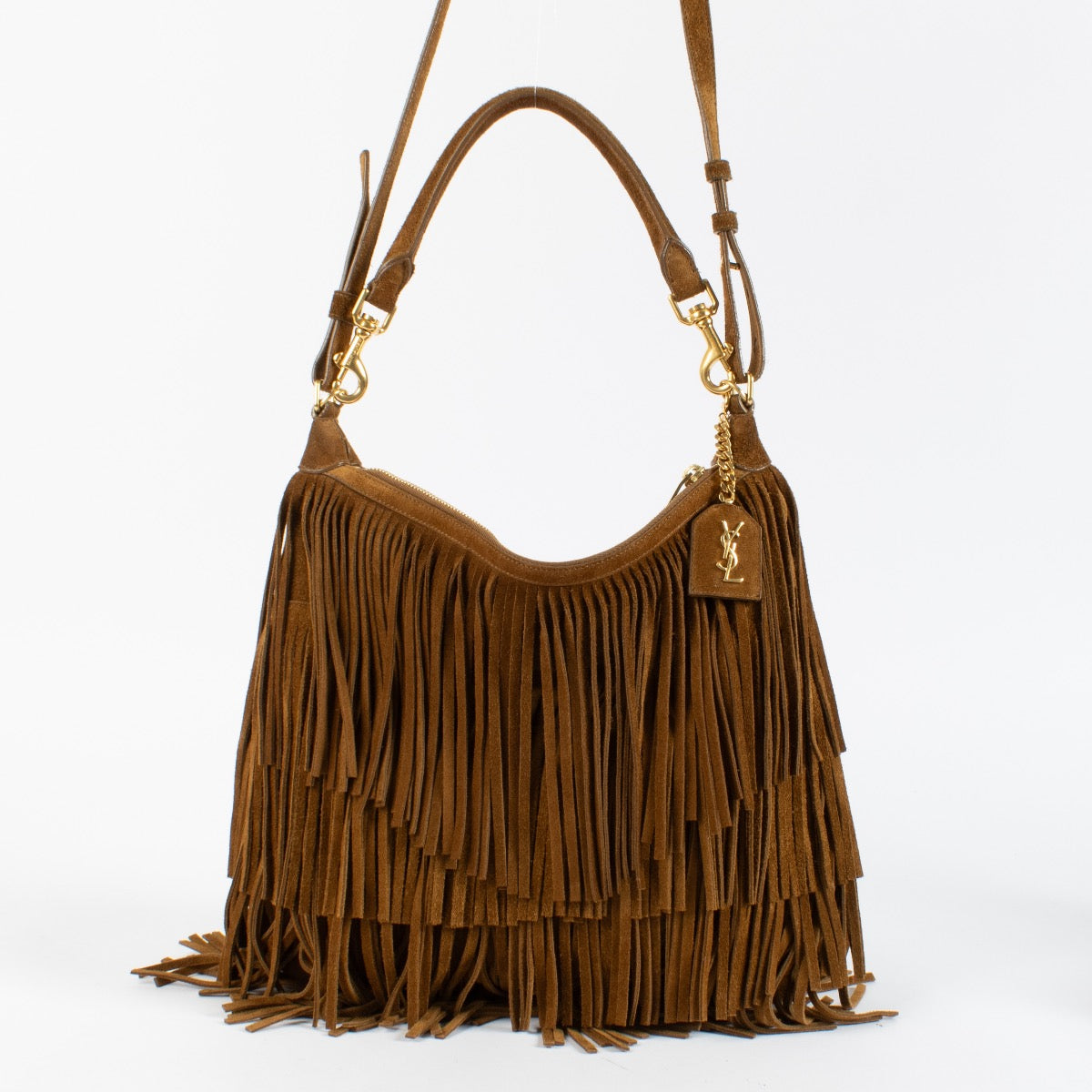 authentic preloved Saint Laurent Brown Emmanuelle Fringe Bag on Labellov.com