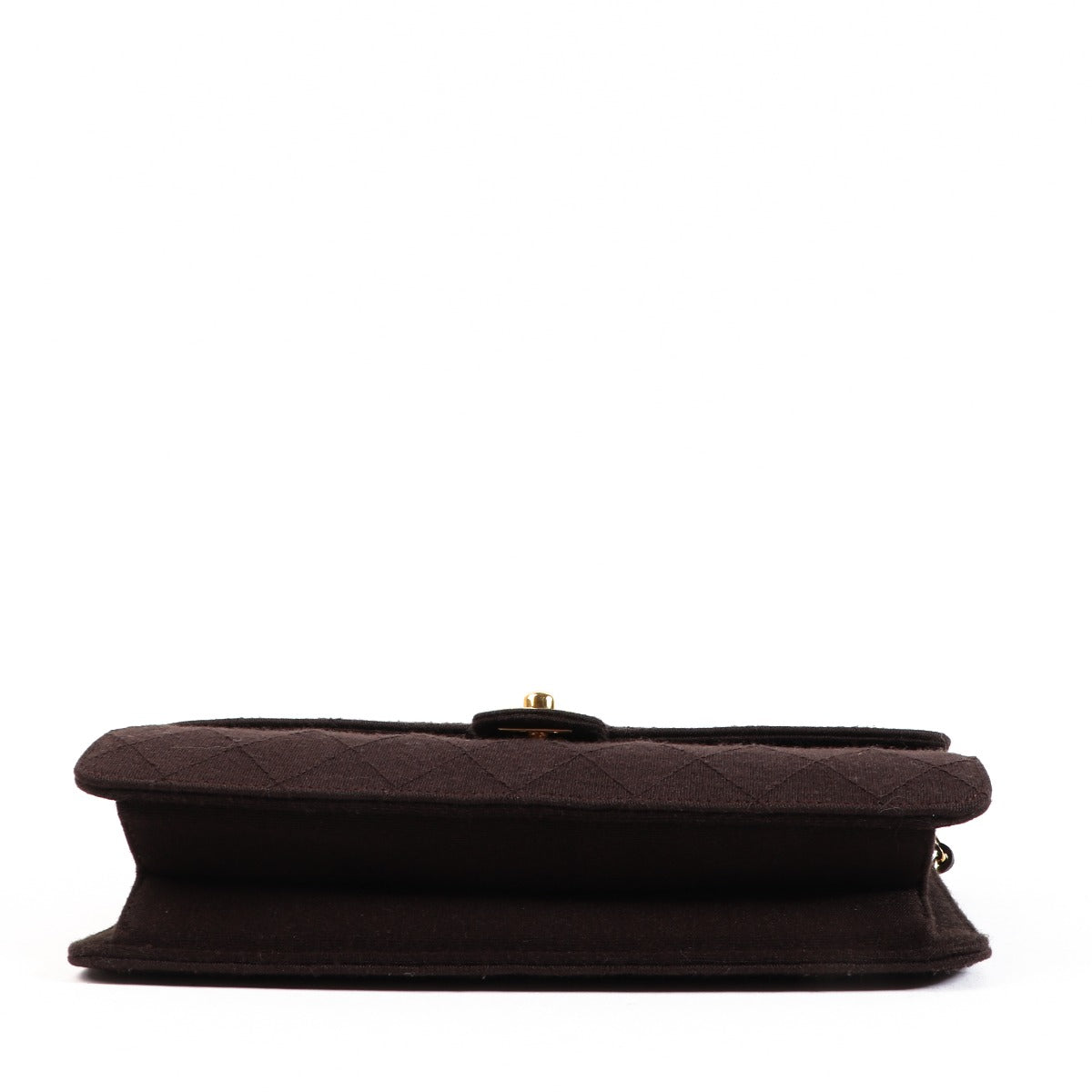 Chanel Vintage Bruine Gewatteerde Jersey Klassieke Clutch met Ketting