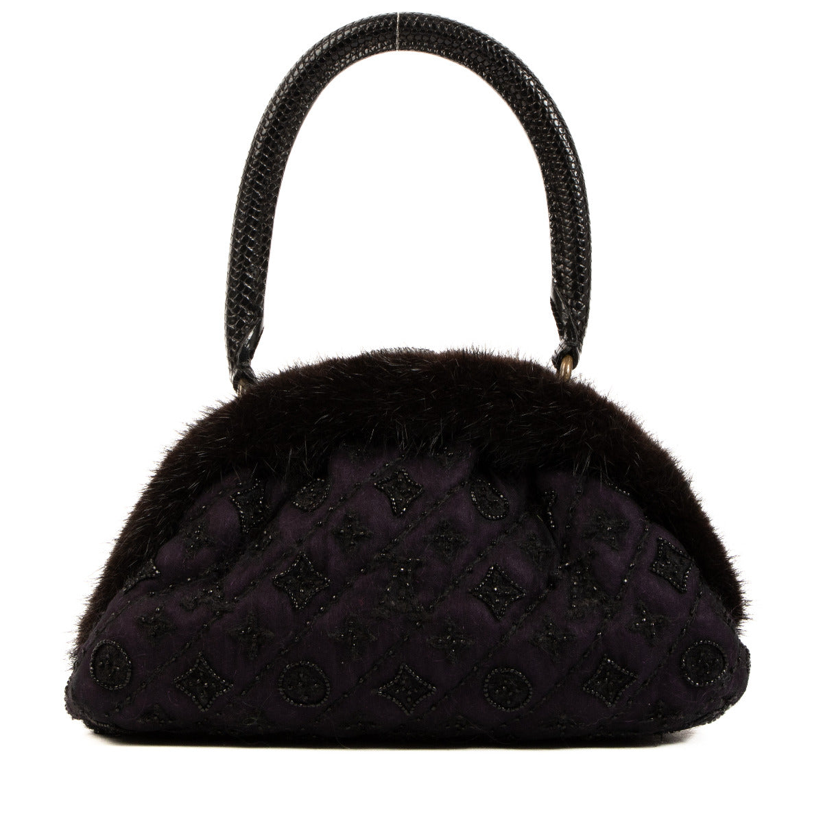 Sac Louis Vuitton Demi Lune MM en Monogramme Noir Mousseline/Vison/Lézard