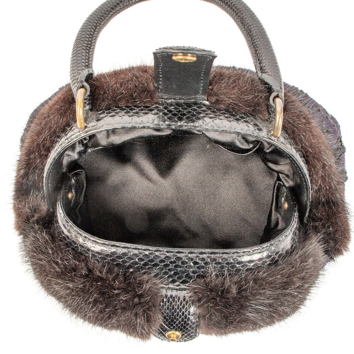 Sac Louis Vuitton Demi Lune MM en Monogramme Noir Mousseline/Vison/Lézard