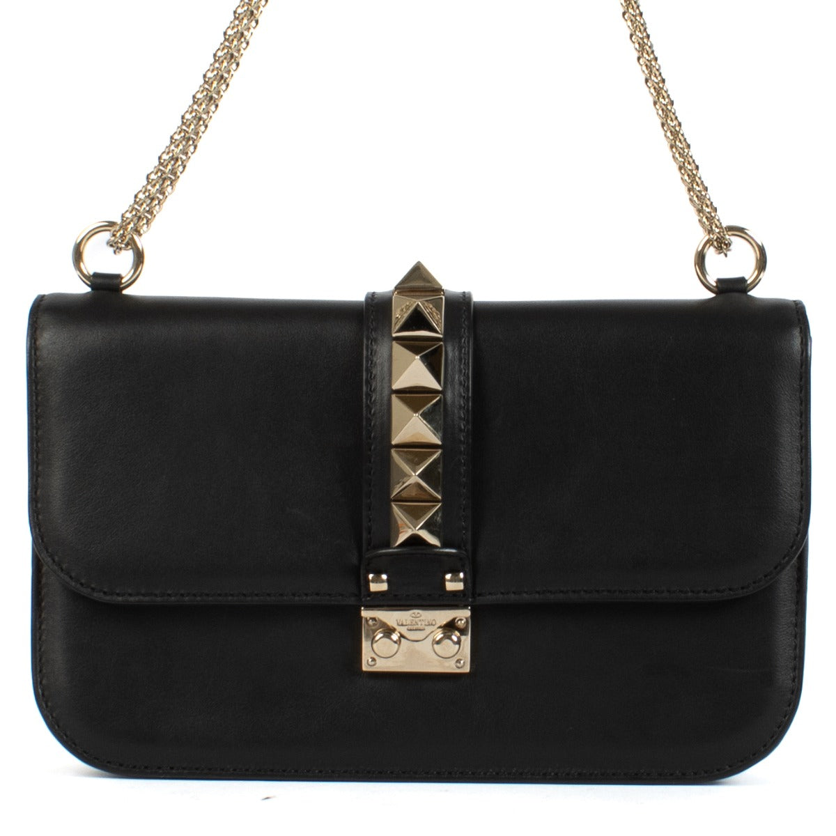 Valentino Garavani Black Calfskin Medium Glam Lock Bag