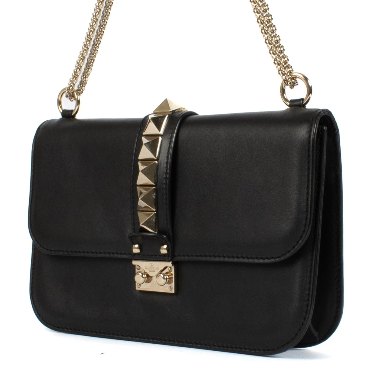 Valentino Garavani Black Medium Glam Lock Bag