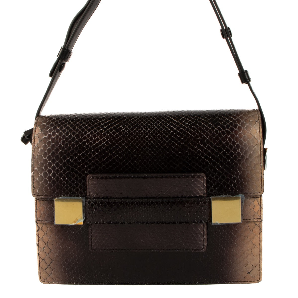 Buy an authentic second hand Delvaux Brown Python Leather Madame Shoulder Bag in new condition at Labellov
