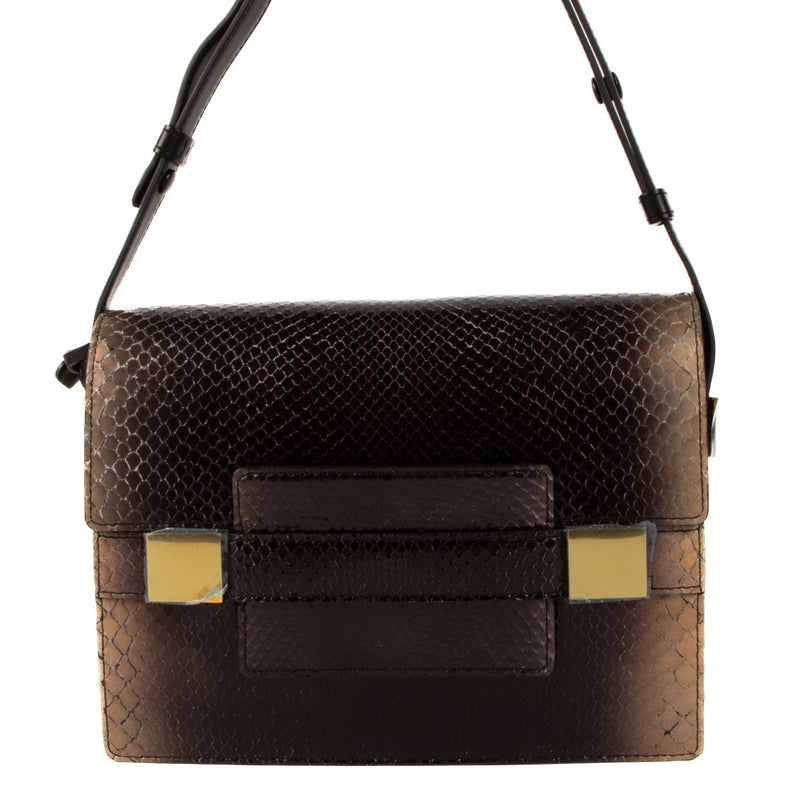 Buy an authentic second hand Delvaux Brown Python Leather Madame Shoulder Bag in new condition at Labellov