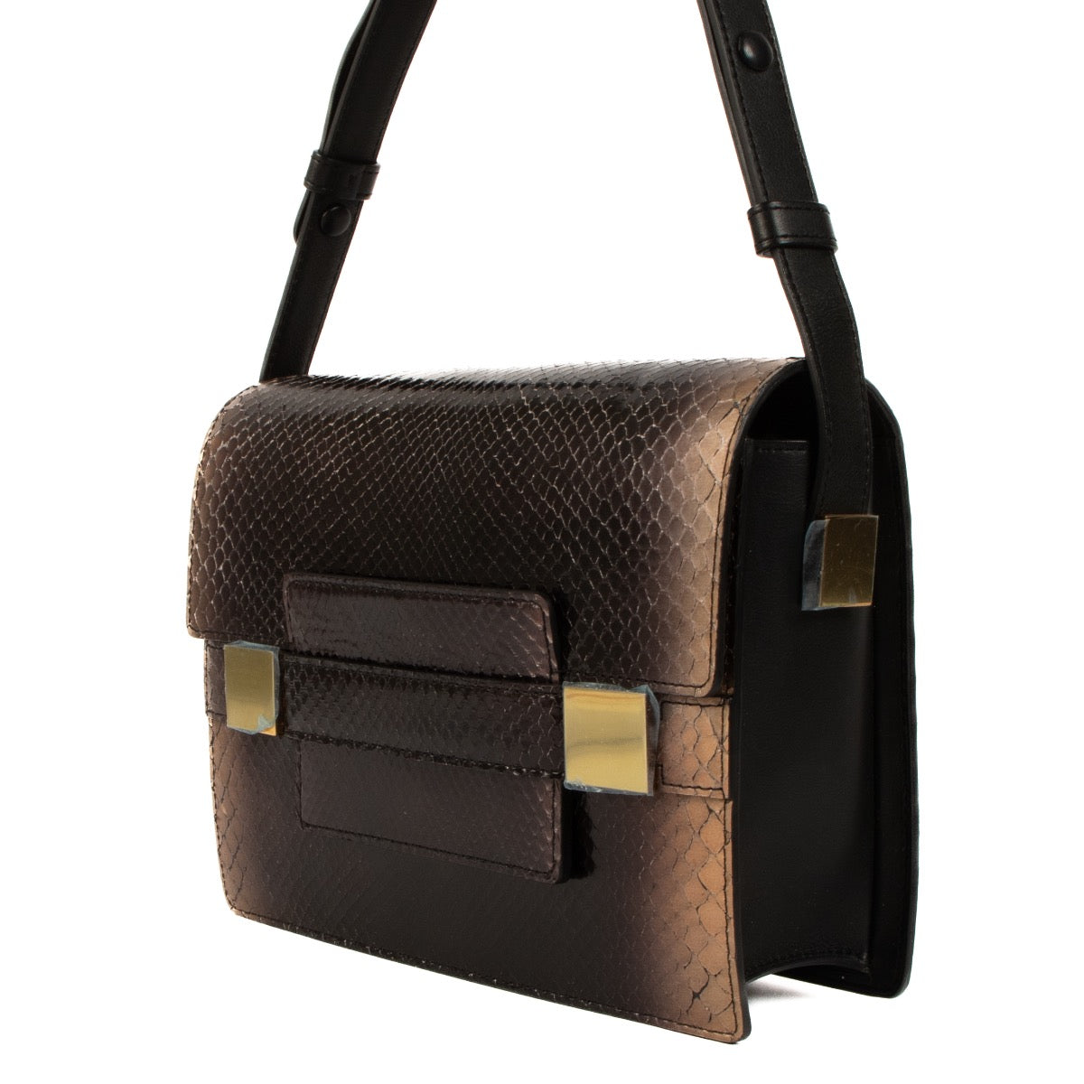 Buy an authentic second hand Delvaux Brown Python Leather Madame Shoulder Bag in new condition at Labellov
