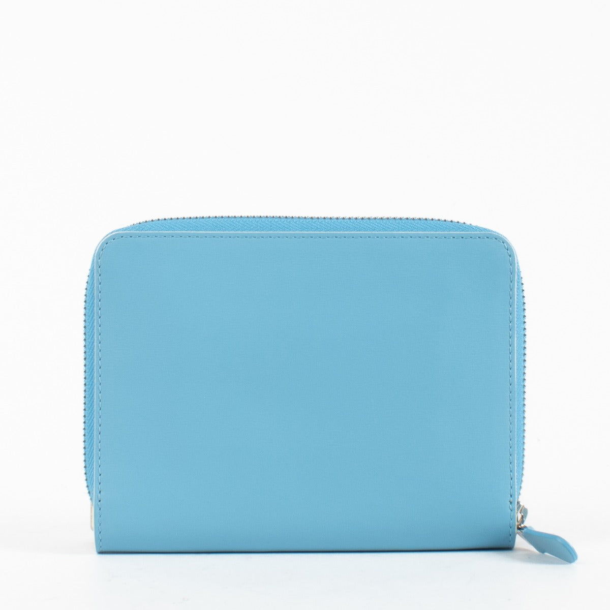 Delvaux Blue Trompe l’Oeil smooth leather zip wallet with iconic motif at Labellov.com