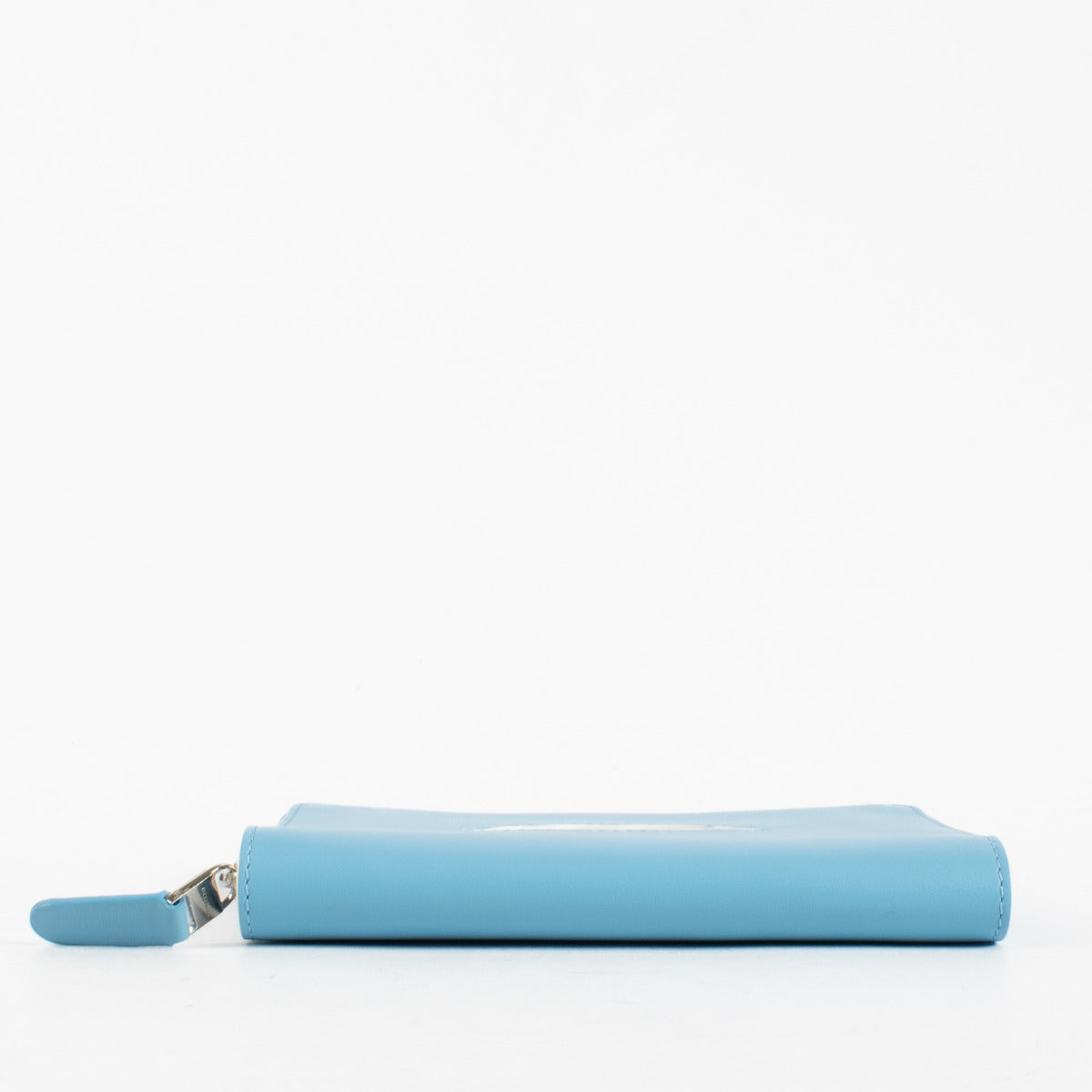 Delvaux Blue Trompe l’Oeil smooth leather zip wallet with iconic motif at Labellov.com