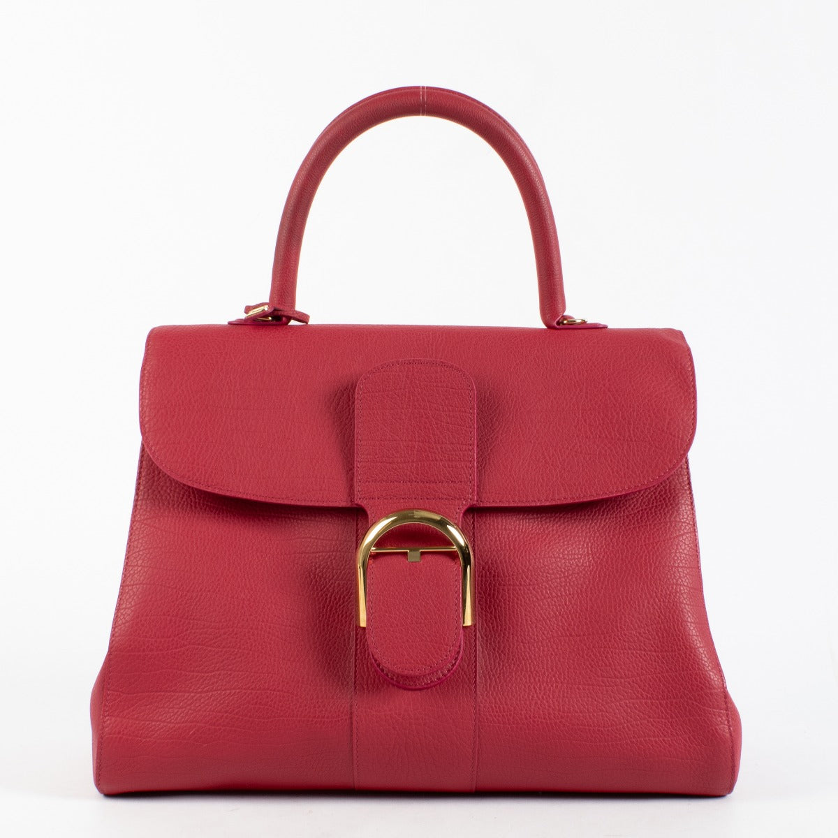 Delvaux Crispy Calf Brillant GM Fly red leather bag with gold-tone hardware at Labellov.com