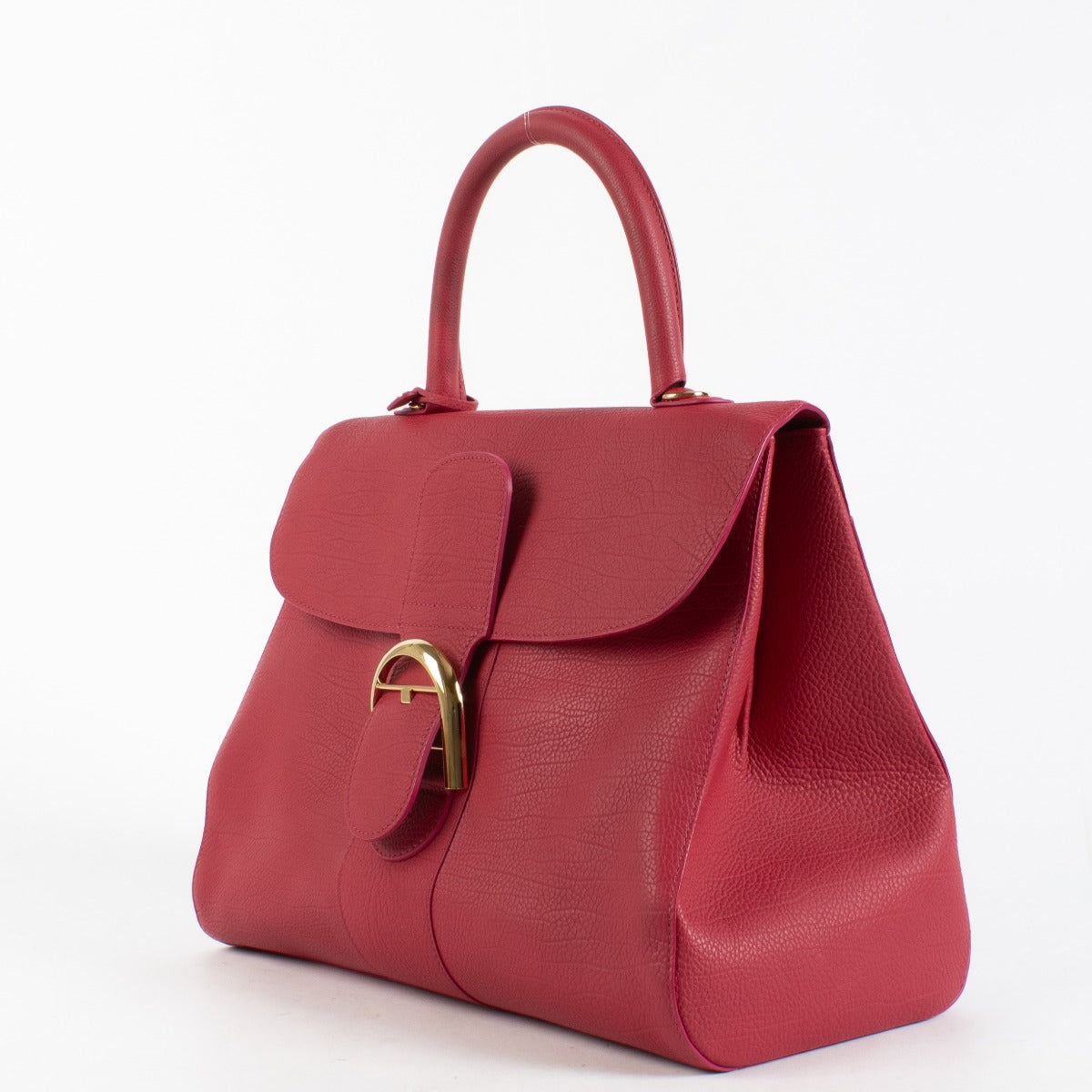 Delvaux Crispy Calf Brillant GM Fly red leather bag with gold-tone hardware at Labellov.com