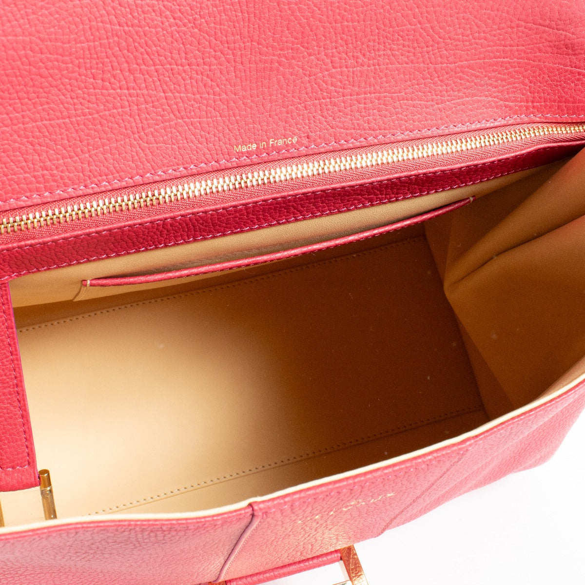 Delvaux Crispy Calf Brillant GM Fly red leather bag with gold-tone hardware at Labellov.com