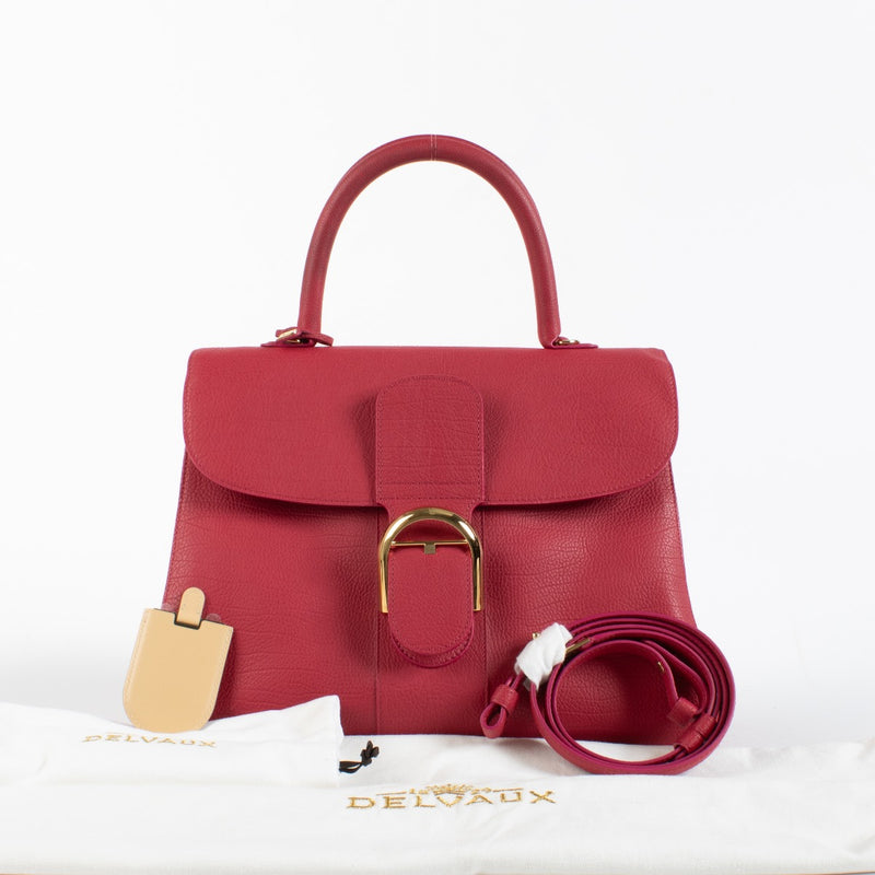 Delvaux Crispy Calf Brillant GM Fly red leather bag with gold-tone hardware at Labellov.com