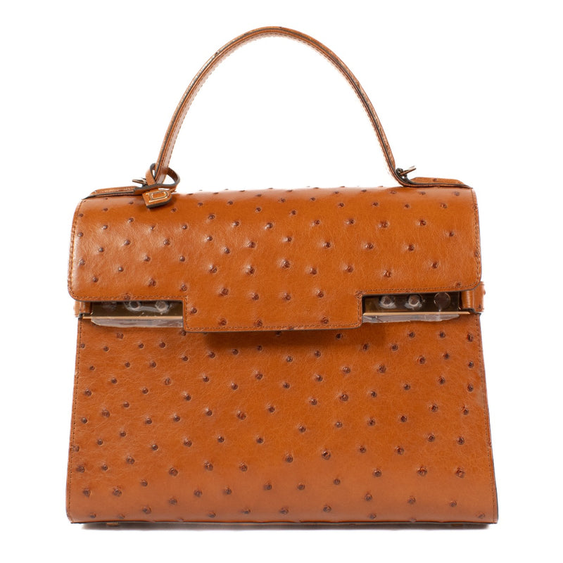 Shop 100% authentic secondhand Delvaux Brown Tempête MM Ostrich Top Handle on Labellov.com