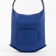 Delvaux Outremer Pin Hobo MM leather shoulder bag in blue with dust bag at Labellov.com