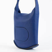 Delvaux Outremer Pin Hobo MM leather shoulder bag in blue with dust bag at Labellov.com