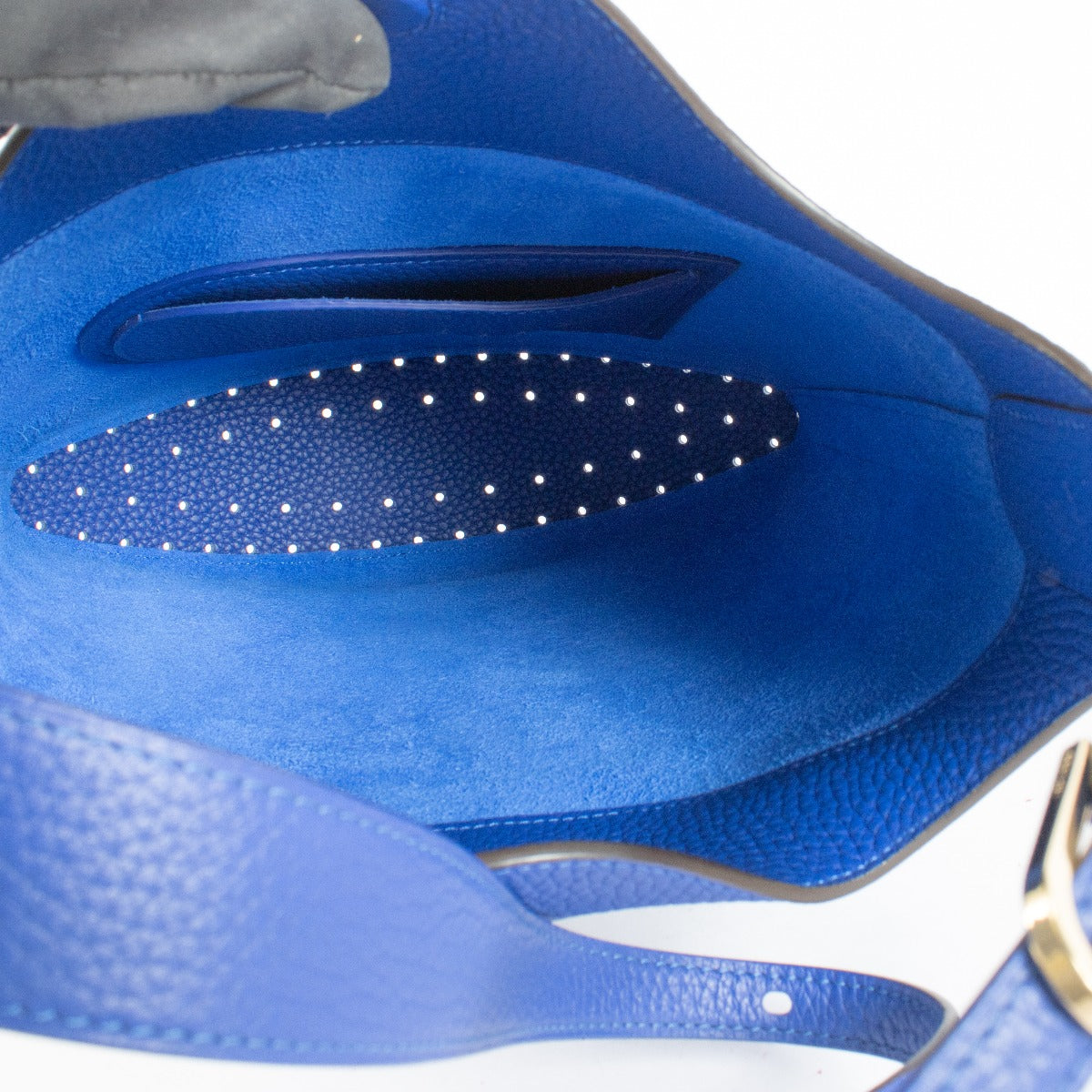 Delvaux Outremer Pin Hobo MM leather shoulder bag in blue with dust bag at Labellov.com
