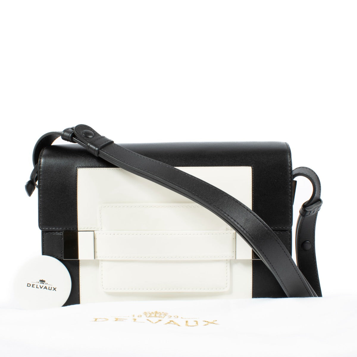 Shop 100% authentic secondhand Delvaux Black/White Box Calf/Vernis Smoking Madame Bag on Labellov.com