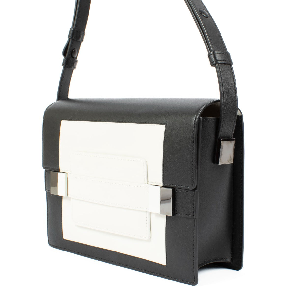 Shop 100% authentic secondhand Delvaux Black/White Box Calf/Vernis Smoking Madame Bag on Labellov.com