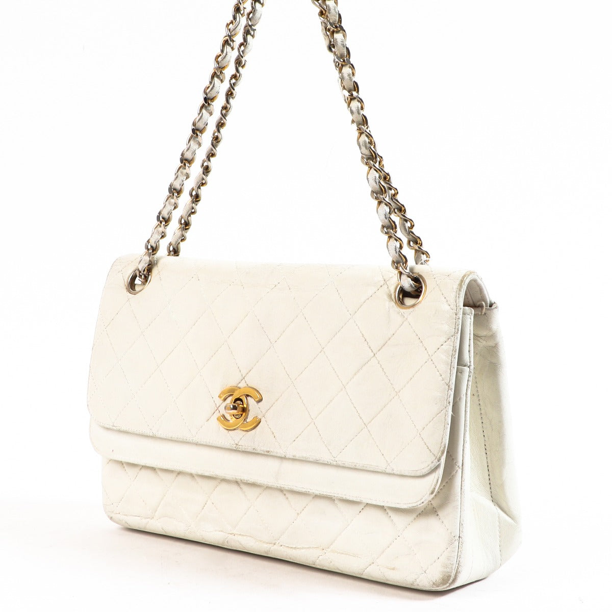 Chanel White Classic Flap Bag Vintage