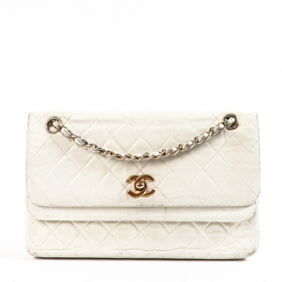 Chanel White Classic Flap Bag Vintage