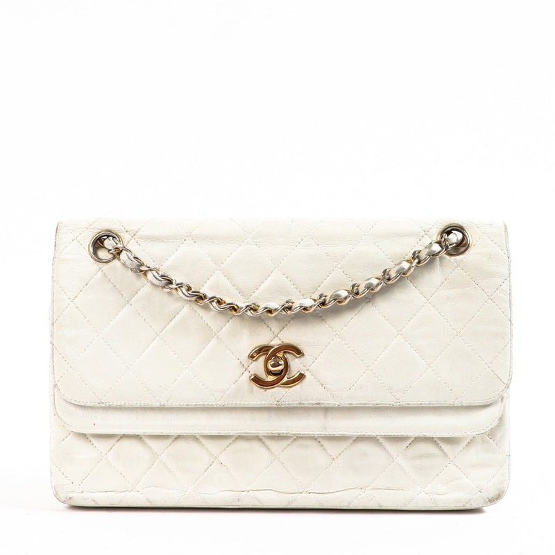 Chanel White Classic Flap Bag Vintage