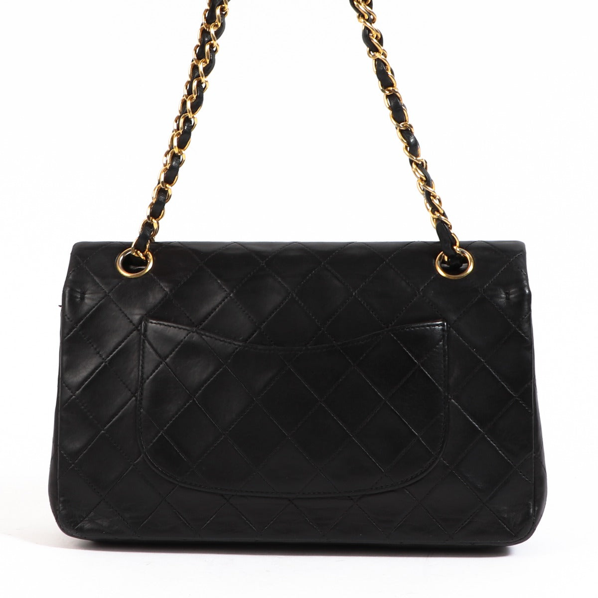 Sac Chanel vintage en agneau noir à rabat classique