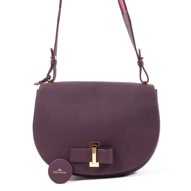 Shop safe online at Labellov in Antwerp this 100% authentic second hand Delvaux Le Mutin Purple Crispy Calf Crossbody