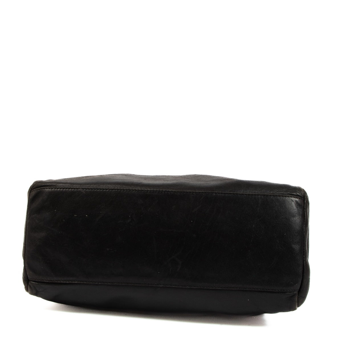 Sac cabas en cuir noir à logo Prada