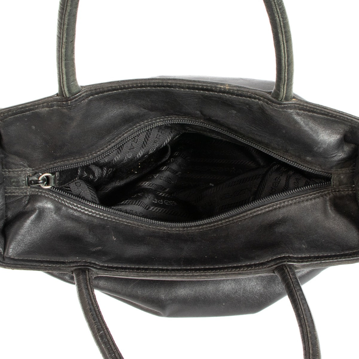 Sac cabas en cuir noir à logo Prada