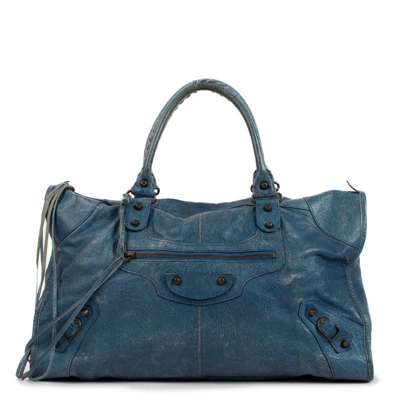 Balenciaga Lagon Blue Lambskin Classic Work Bag