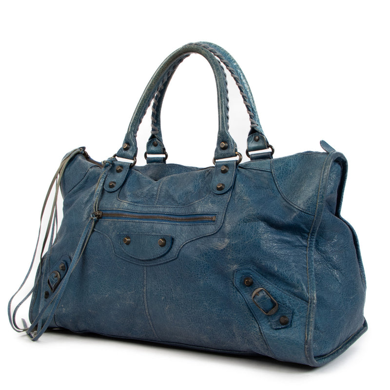 Balenciaga Lagon Blue Lamsleren Classic Work Bag