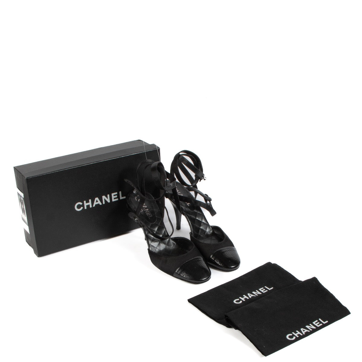 shop 100% authentic second hand Chanel 04P Black Strap Heels - size 39 1/2 on Labellov.com
