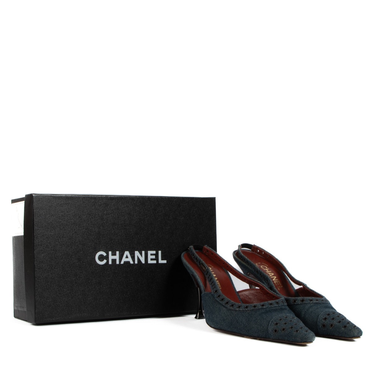 shop 100% authentic second hand Chanel Blue Denim Heels - Size 40 on Labellov.com