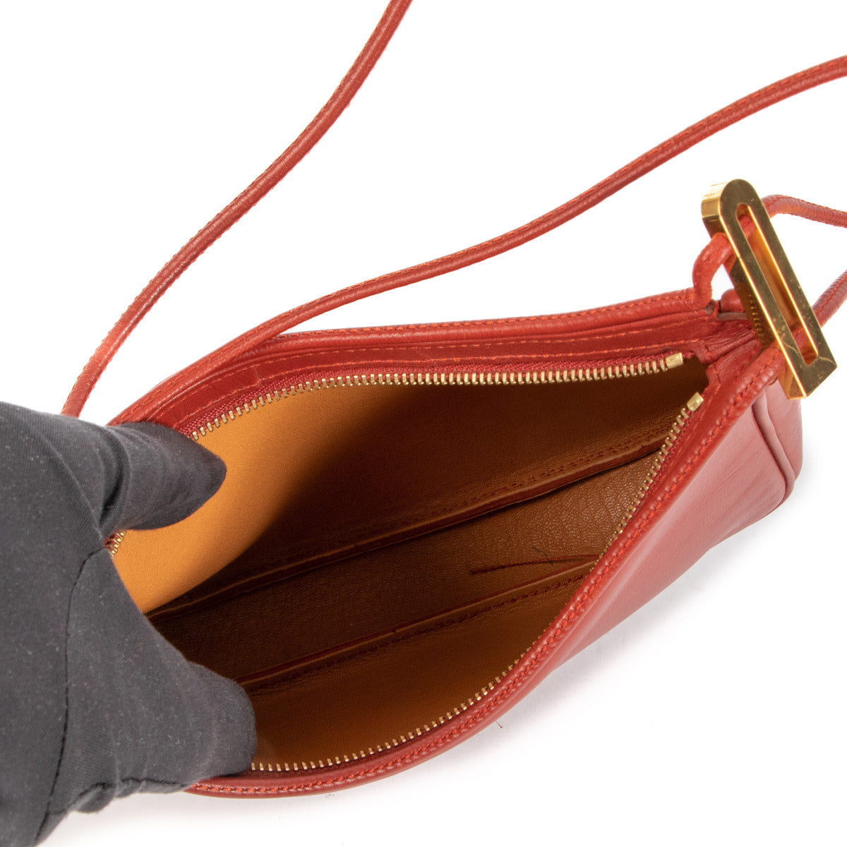 Sac à bandoulière en cuir rouge Delvaux