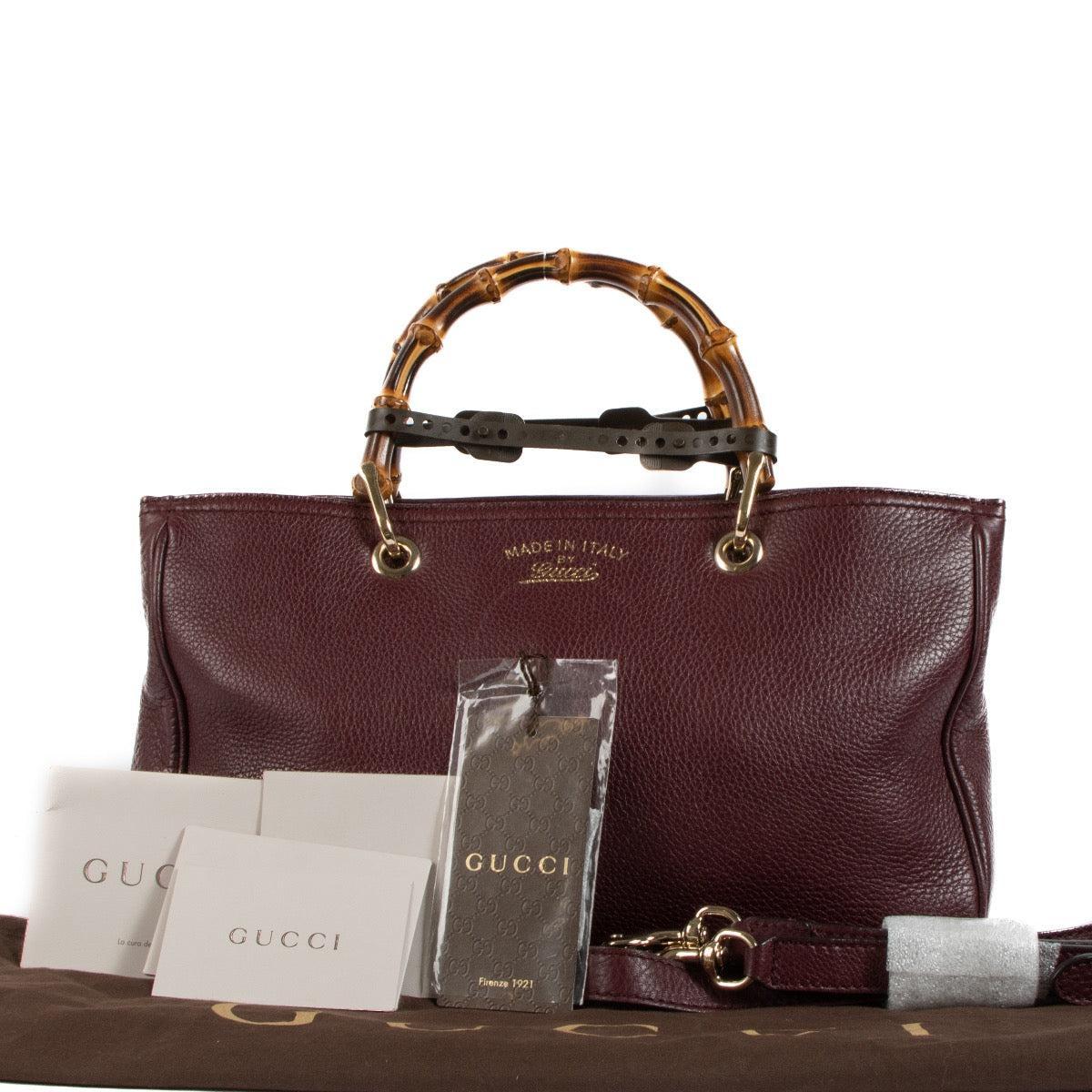 shop 100% authentic second hand Gucci Burgundy Medium Bamboo Shopper on Labellov.com