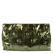 shop 100% authentic second hand Prada Metallic Green Snakeskin Effect Crystal Embellished Clutch on Labellov.com