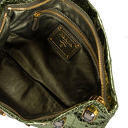 shop 100% authentic second hand Prada Metallic Green Snakeskin Effect Crystal Embellished Clutch on Labellov.com