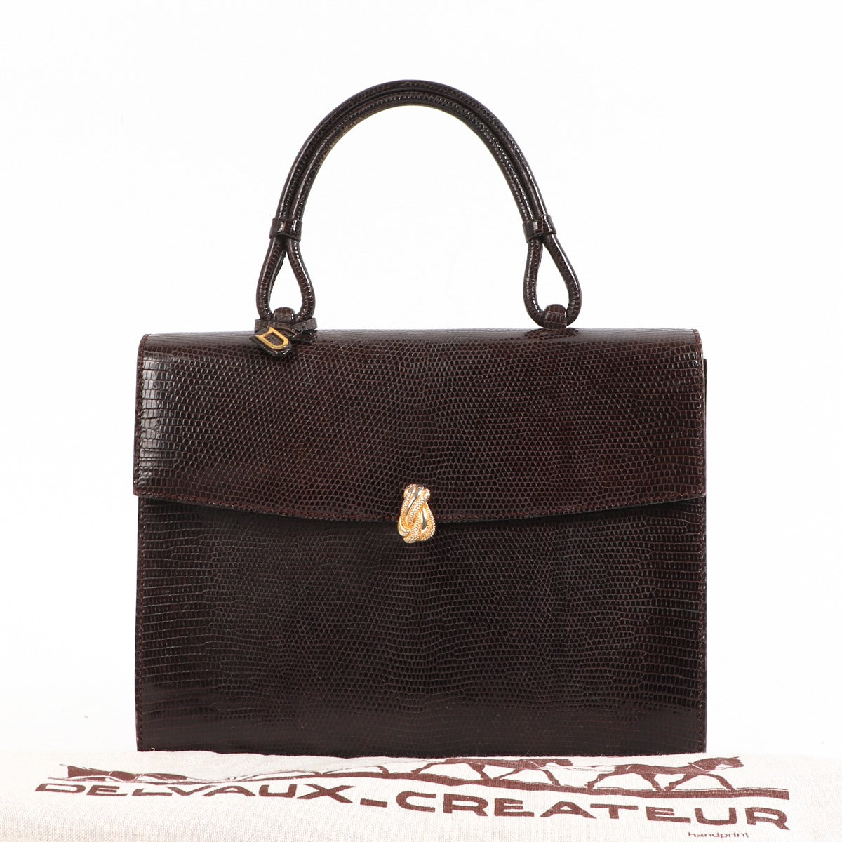 Delvaux Brown Lizard Vintage Handbag