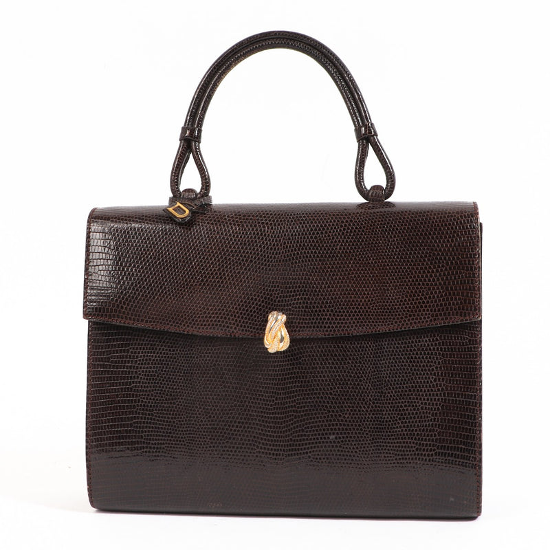 Delvaux Brown Lizard Vintage Handbag