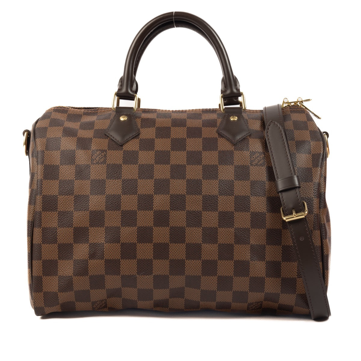 Buy an authentic second hand Louis Vuitton Damier Ebene Canvas Speedy Bandoulière 30 Bag in new condition at Labellov