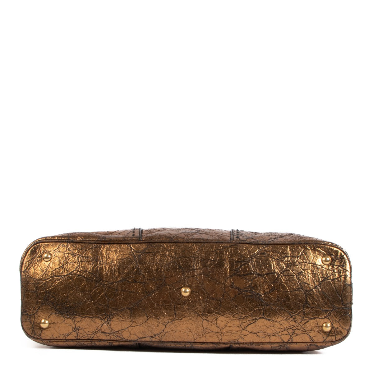 Saint Laurent Gold Crocodile Embossed Large Muse Bag