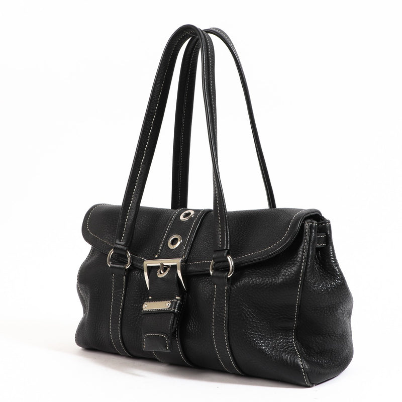 Buy an authentic second-hand Prada Black Leather Shoulder Bag in good condition at Labellov in Antwerp.