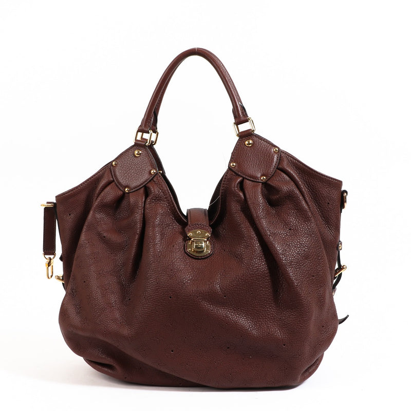 Buy an authentic second-hand Louis Vuitton Brown Mahina Calfskin Shoulder Bag in very good condition at Labellov in Antwerp.